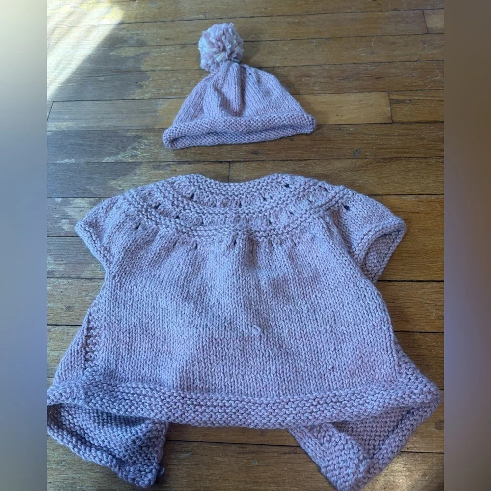 Handmade baby set light sweater and hat 12M soft crochet